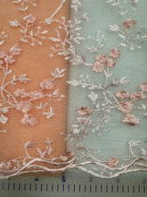 Fancy Organza -Embroidered  Flower Design Euro Pink on White Only 4 Yards Left!